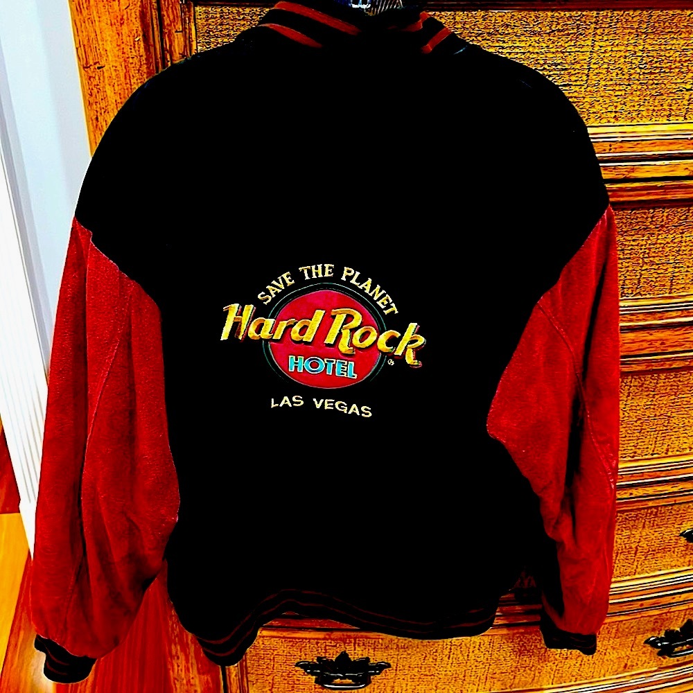HARD ROCK HOTEL Las Vegas Men’s Vintage Hard Rock Hotel leather bomber jacket - Picture 4 of 6